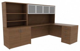 L Shaped Desk with Storage - Amber