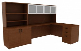 L Shaped Desk with Storage - Amber