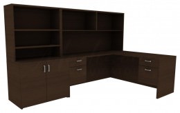 L-Shaped Desk with Storage - Amber