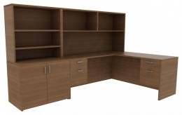 L-Shaped Desk with Storage - Amber