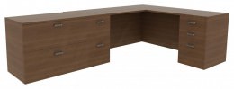 L Shaped Desk with File Cabinet - Amber