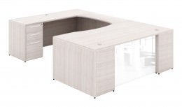 U Shaped Desk with Glass Modesty Panel - Potenza