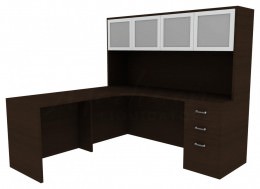 L Shaped Corner Desk with Storage - Amber