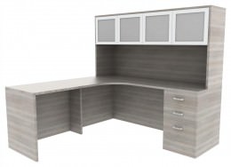 L Shaped Corner Desk with Storage - Amber