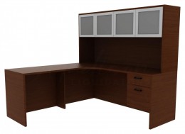 L Shaped Corner Desk with Storage - Amber