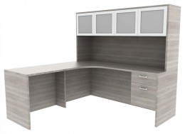 L Shaped Corner Desk with Storage - Amber