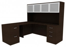 L Shaped Corner Desk with Storage - Amber