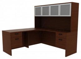 L Shaped Corner Desk with Storage - Amber