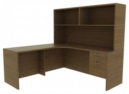 Corner Desk with Storage - Amber