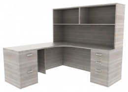 Corner Desk with Storage - Amber