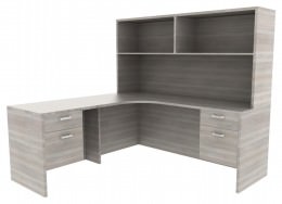 Corner Desk with Storage - Amber