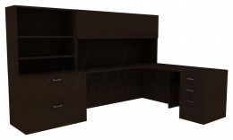 L Shape Desk with Storage - Amber