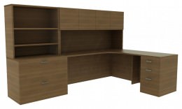 L Shape Desk with Storage - Amber