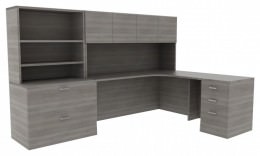 L Shape Desk with Storage - Amber