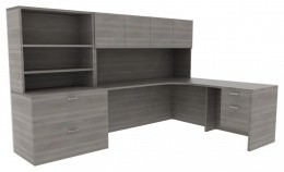 L Shape Desk with Storage - Amber