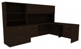 L Shape Desk with Storage - Amber