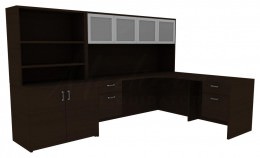 L Shaped Desk with Storage - Amber