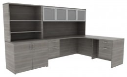 L Shaped Desk with Storage - Amber