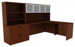 L Shaped Desk with Hutch - Amber