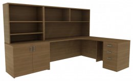 Corner Desk with Shelves - Amber