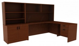 Corner Desk with Shelves - Amber