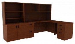 Corner Desk with Shelves - Amber