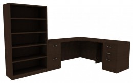 Desk with Bookcase - Amber