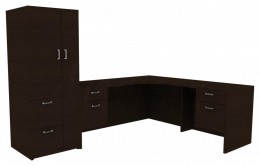 L Shaped Desk with Storage - Amber