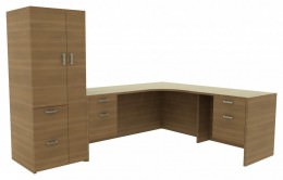 L Shaped Desk with Storage - Amber