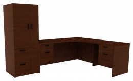 L Shaped Desk with Storage - Amber