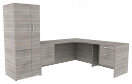 L Shaped Desk with Storage - Amber