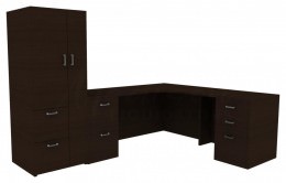 L Shaped Desk with Storage - Amber