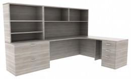 L Shaped Desk with Storage - Amber