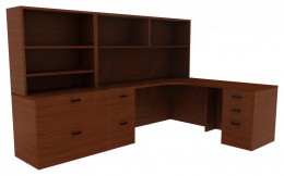 L Shaped Desk with Storage - Amber