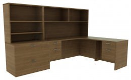 Desk with Shelves and Drawers - Amber