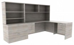 L Shaped Desk with Storage - Amber