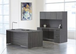 Bow Front Desk and Credenza with Hutch - Napa