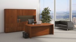 Bow Front Desk and Credenza with Storage - Concept 70