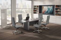 Boat Shaped Conference Table and Chairs Set - PL Laminate