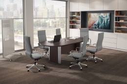 Racetrack Conference Table with Silver Accented Legs