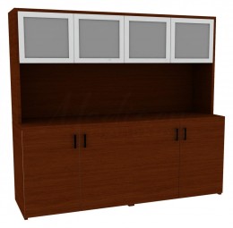 Credenza Storage Cabinet with Hutch - Amber