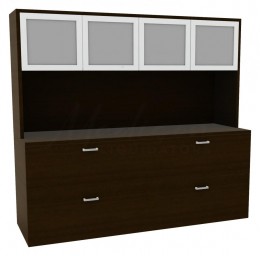 Double Lateral File Credenza with Hutch - Amber