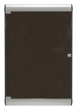 Enclosed Bulletin Board with Cork Surface  - 28" x 42" - SILH