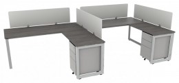 2 Person Desk with Privacy Panels - Veloce