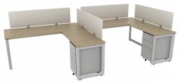 2 Person Desk with Privacy Panels - Veloce