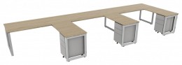 3 Person Desk with Drawers - Veloce