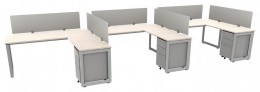 3 Person Desk with Privacy Panels - Veloce
