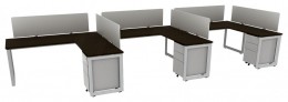 3 Person Desk with Privacy Panels - Veloce