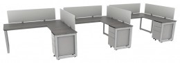 3 Person Desk with Privacy Panels - Veloce