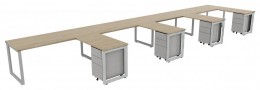 4 Person Desk with Drawers - Veloce
